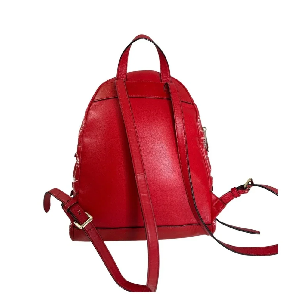 Michael Kors Rhea Medium Zip Quilted Leather Backpack – Bright Red